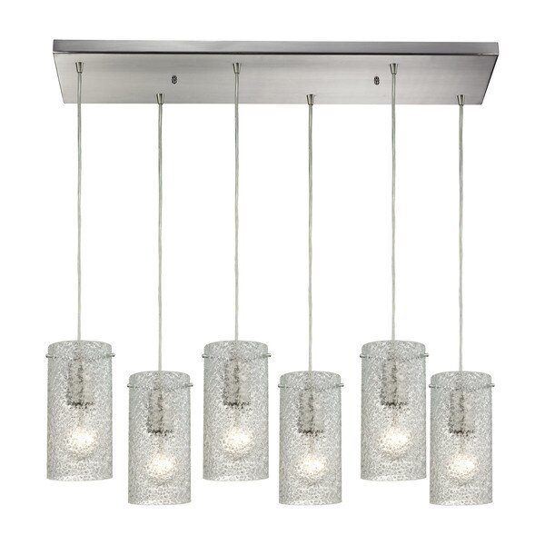 Ice Fragments 6-Lght Rectangular Pndnt SatNickel w/Clr Glass, Elk Lighting, Mfr#: 10242/6RC-CL